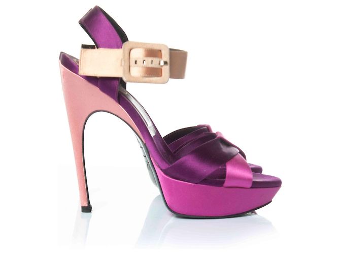 Sandali a piattaforma in raso Roger Vivier Rosa - vista 4
