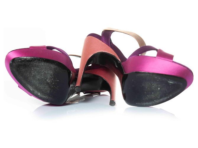 Sandali a piattaforma in raso Roger Vivier Rosa - vista 7