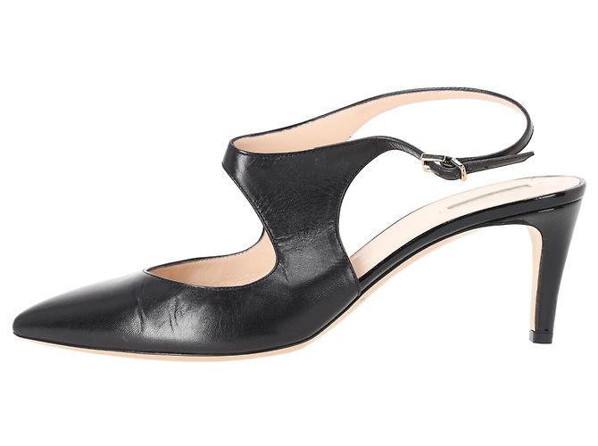 Giorgio Armani Slingback-Pumps mit Ausschnitt aus schwarzem Leder - Ansicht 2
