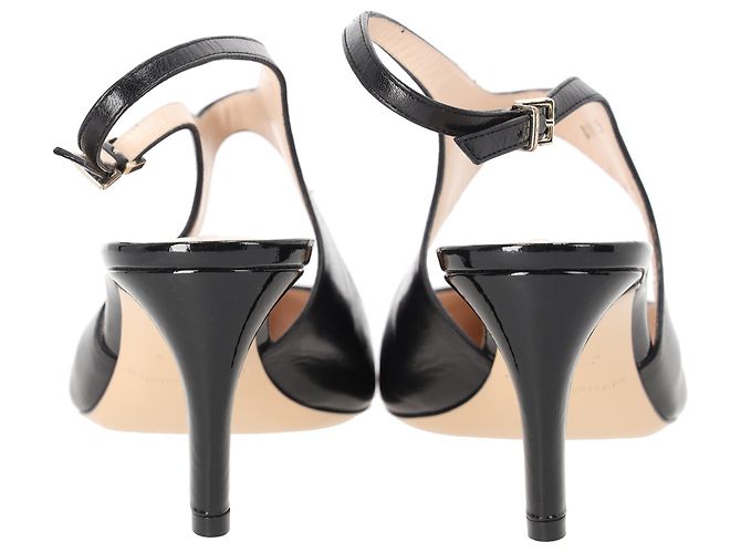 Giorgio Armani Slingback-Pumps mit Ausschnitt aus schwarzem Leder - Ansicht 4