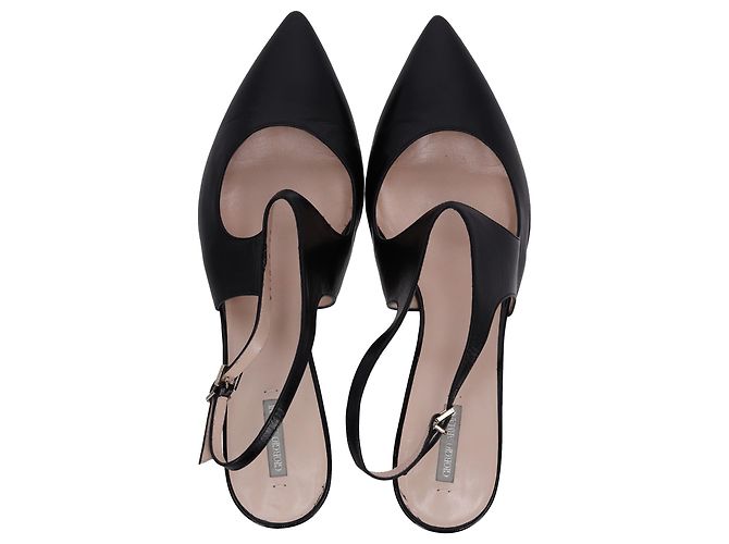 Giorgio Armani Slingback-Pumps mit Ausschnitt aus schwarzem Leder - Ansicht 5
