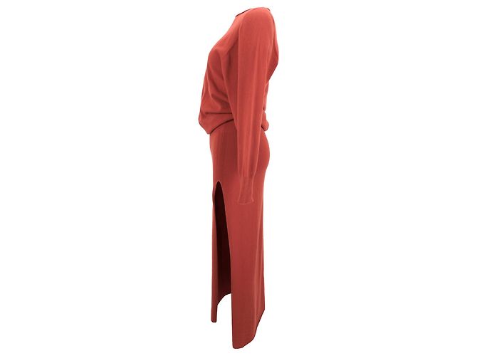 Maxikleid Jemaa mit Schlitz aus Rostwolle von Jacquemus Orange - Ansicht 2
