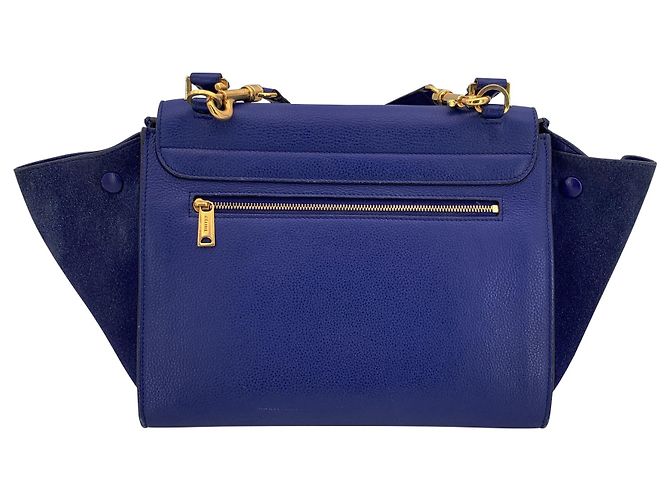 Céline Borsa in pelle Trapeze Celine Blu - vista 3