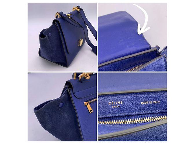 Céline Borsa in pelle Trapeze Celine Blu - vista 6