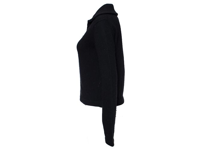 Yohji Yamamoto Wollweste mit extra hohem Kragen. Schwarz - Ansicht 5