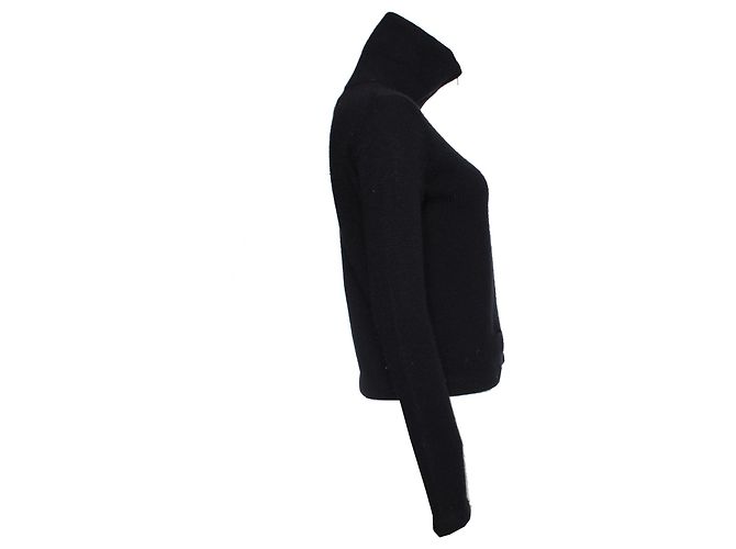 Yohji Yamamoto Wollweste mit extra hohem Kragen. Schwarz - Ansicht 7