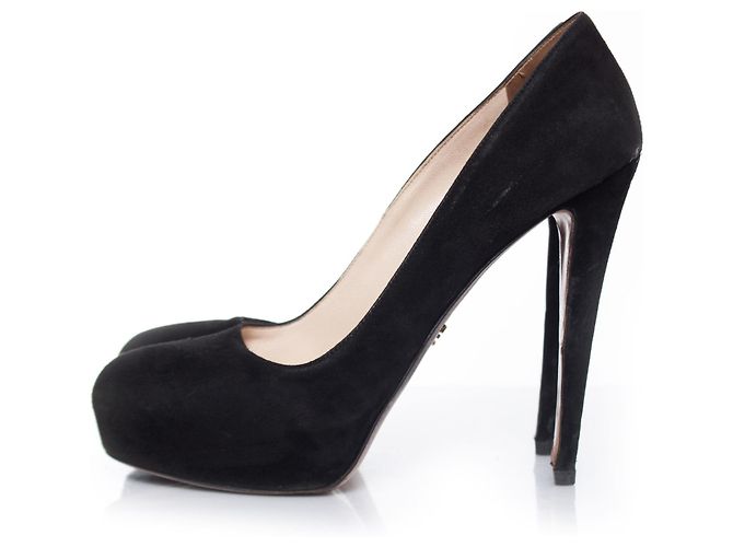 Décolleté platform in suede nero Prada. - vista 2