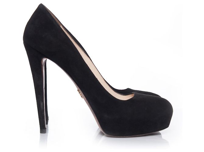 Décolleté platform in suede nero Prada. - vista 5