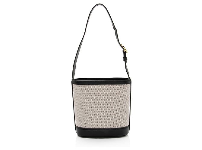 Borsa a secchiello piccola Gucci 73 in pelle Toile Gucci Nero - vista 3