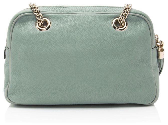 Borsa a spalla piccola in pelle Gucci Soho Chain Blu - vista 3