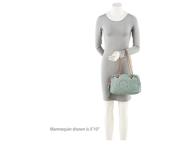 Borsa a spalla piccola in pelle Gucci Soho Chain Blu - vista 5