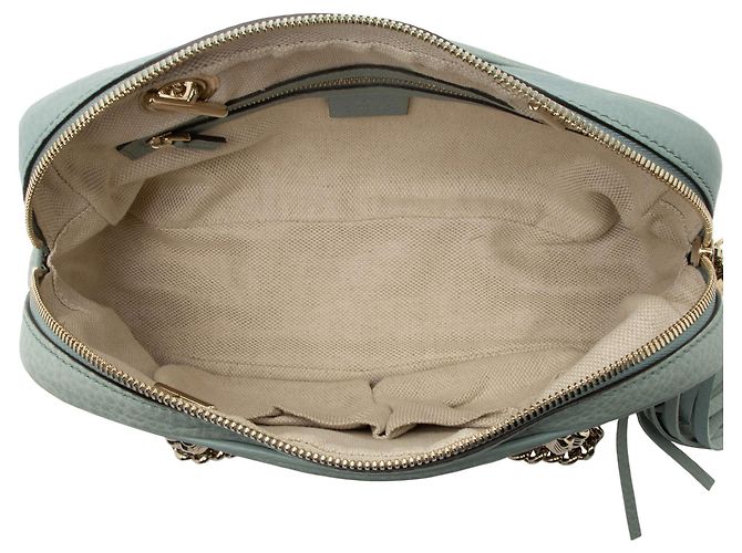 Borsa a spalla piccola in pelle Gucci Soho Chain Blu - vista 7