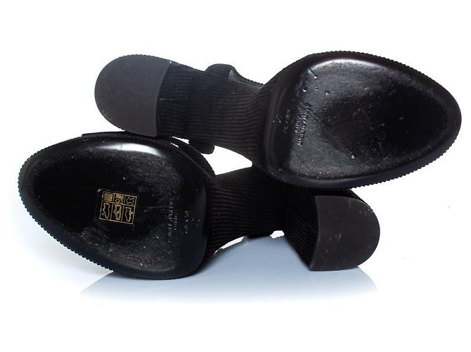 Sandali platform Bianca 85 in velluto a coste di Saint Laurent Nero - vista 7