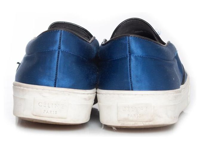 Céline Sneaker slip-on in satin Celine Blu - vista 3