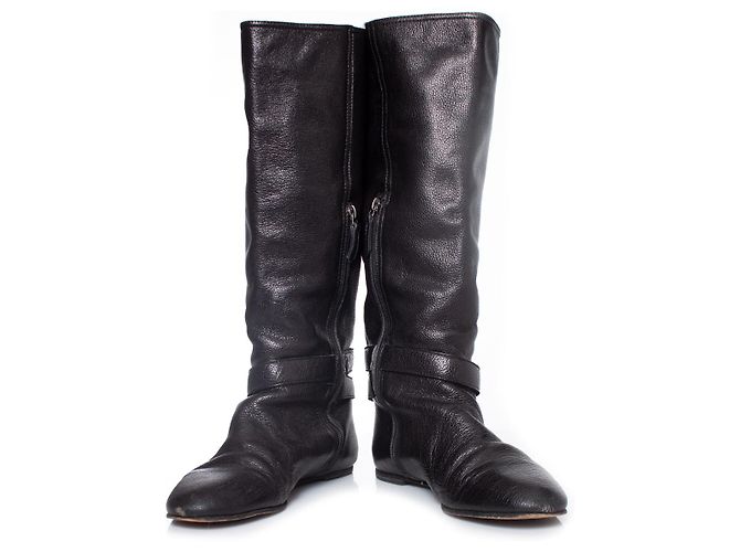 Botas de montar de cuero marrón Burberry Castaño - vista 3