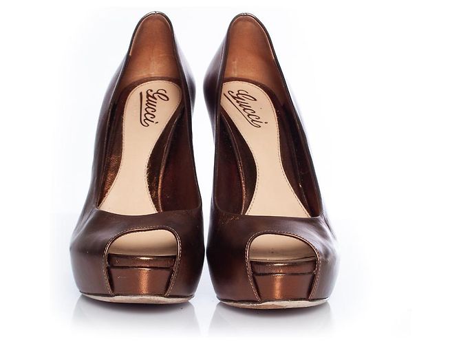 Gucci Gold Sofia Peeptoe-Pumps Metallisch Bronze - Ansicht 5