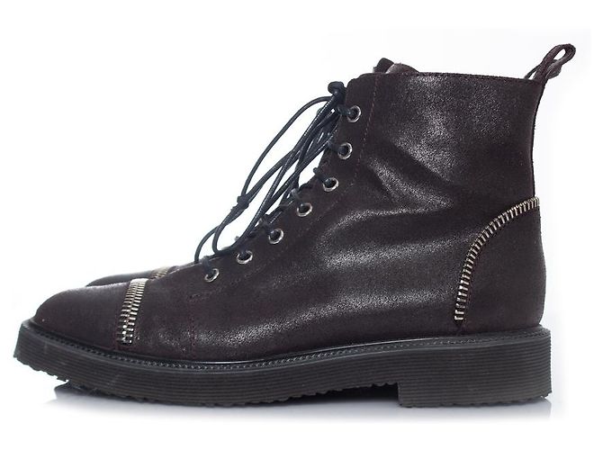 Stivali da biker con lacci e zip Giuseppe Zanotti Marrone - vista 2
