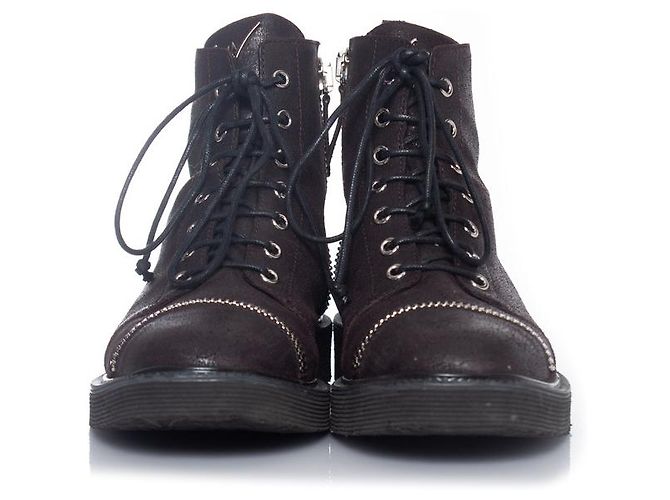 Stivali da biker con lacci e zip Giuseppe Zanotti Marrone - vista 3
