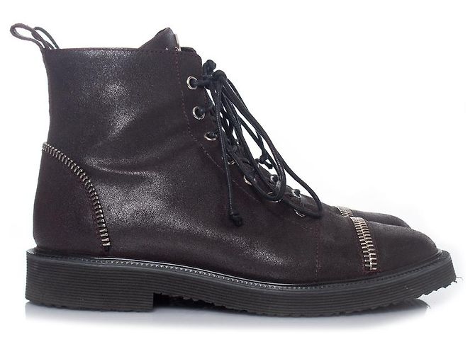 Stivali da biker con lacci e zip Giuseppe Zanotti Marrone - vista 4
