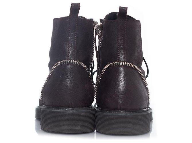 Stivali da biker con lacci e zip Giuseppe Zanotti Marrone - vista 5