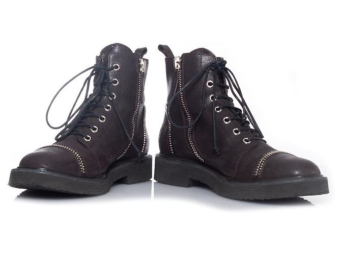 Stivali da biker con lacci e zip Giuseppe Zanotti Marrone - vista 6