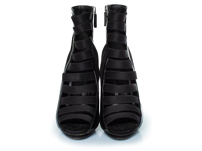 Sandali con cinturino in vernice e suede Gucci Olimpia Nero - vista 4