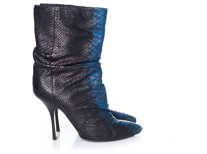 Botas meia em couro de Python Giuseppe Zanotti Azul - vista 4
