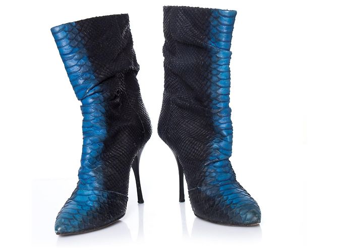 Botas meia em couro de Python Giuseppe Zanotti Azul - vista 6