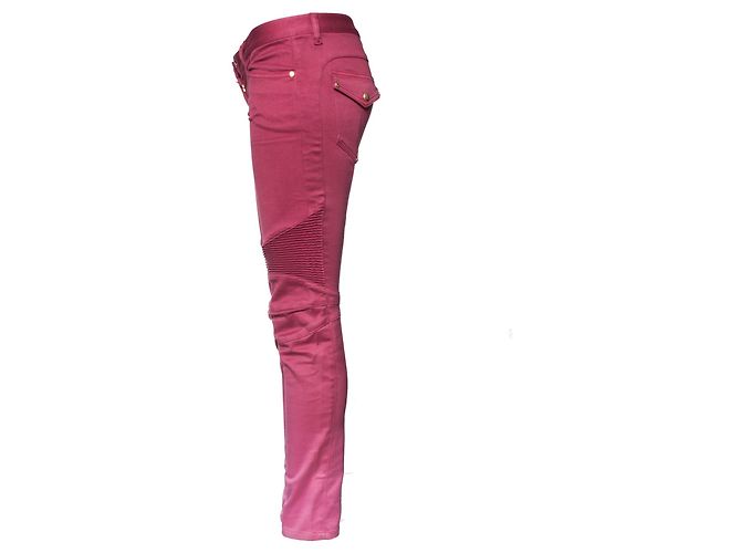 Jeans biker rosa Balmain com gradiente de cor. - vista 4