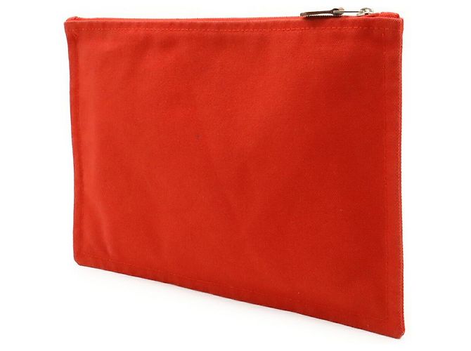Clutch em lona e couro Yachting GM da Hermès Vermelho - vista 2