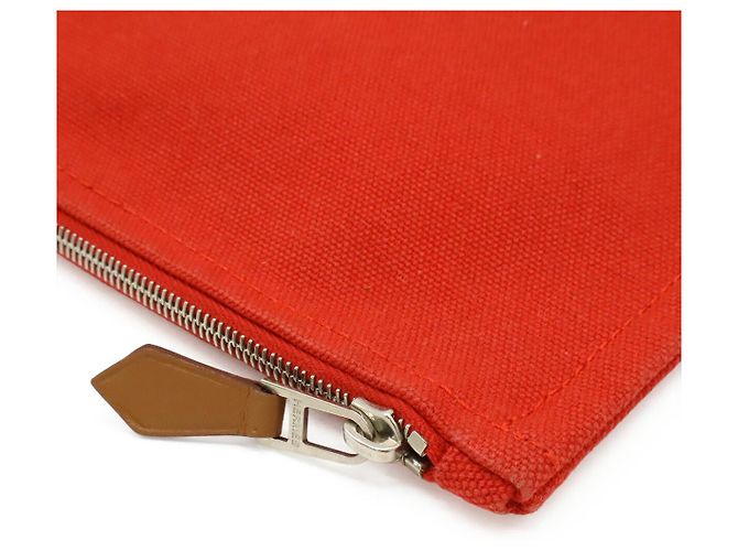 Clutch em lona e couro Yachting GM da Hermès Vermelho - vista 4