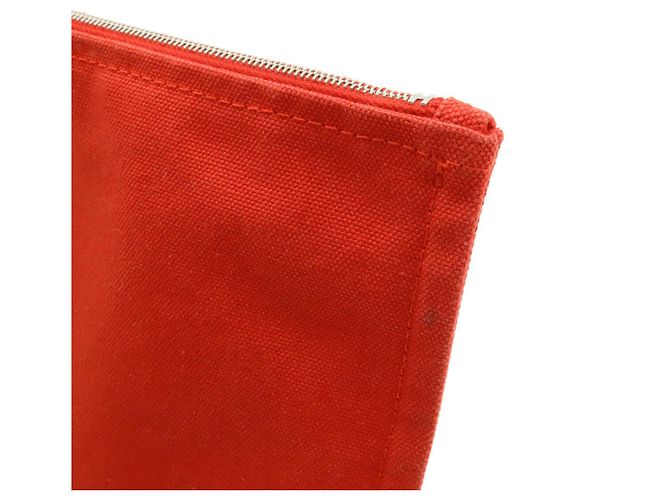 Clutch em lona e couro Yachting GM da Hermès Vermelho - vista 6
