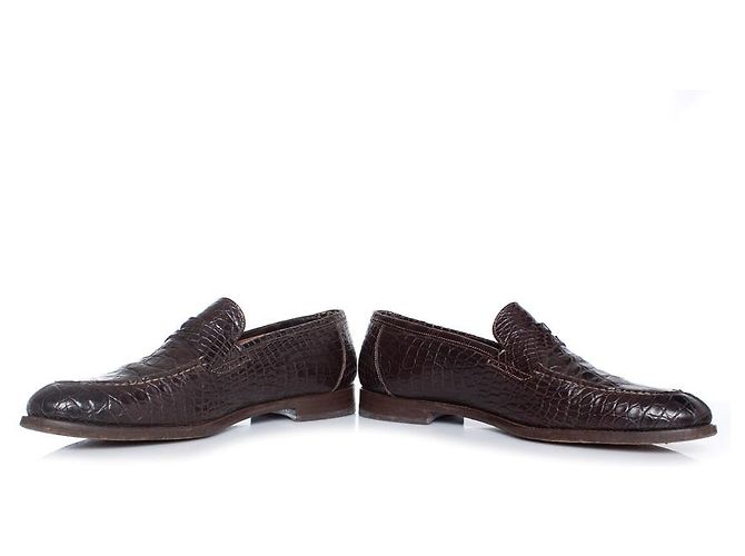 Braune Alligatorleder-Pennyloafers von Santoni - Ansicht 3