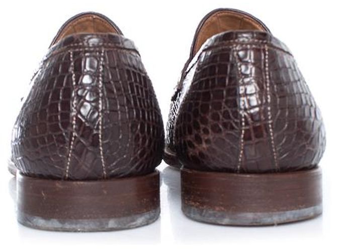 Braune Alligatorleder-Pennyloafers von Santoni - Ansicht 5