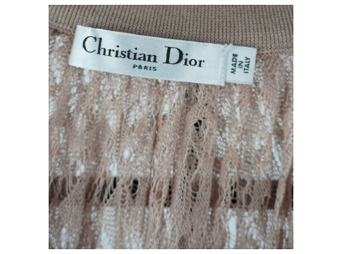 Falda maxi de seda melocotón con encaje Christian Dior Rosa - vista 5