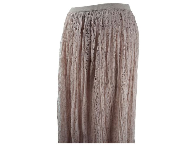 Falda maxi de seda melocotón con encaje Christian Dior Rosa - vista 6