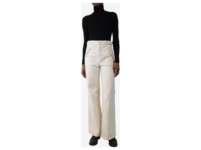 Masscob Elfenbeinfarbene weite Jeans - Größe UK 8 Roh - Ansicht 2