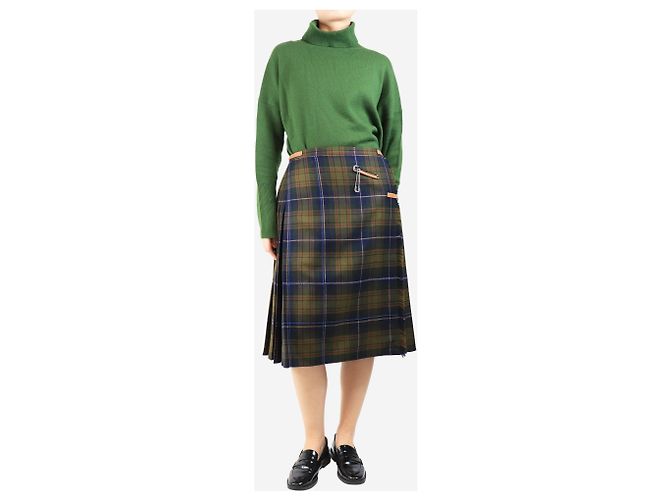 Autre Marque Kilt plisado de tartán verde - tamaño UK 16 - vista 2