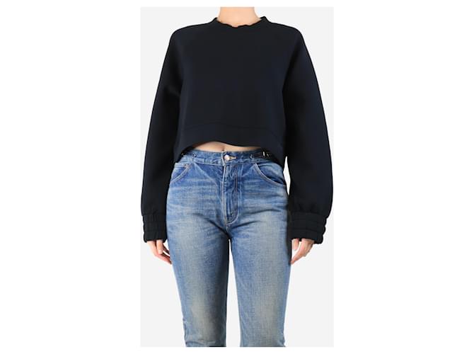 Veronica Beard Schwarzer cropped Scuba-Pullover - Größe L - Ansicht 3