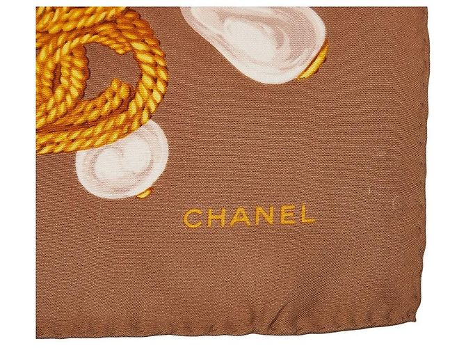 Timeless Seidenschal mit Perlenmotiv Chanel Coco Mark Chain Braun - Ansicht 5