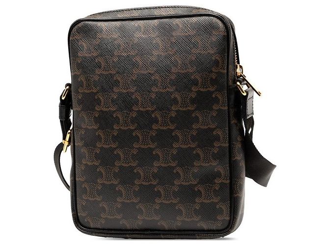 Céline Bolsa de Ombro em Couro PVC Celine Triomphe Marrom - vista 2