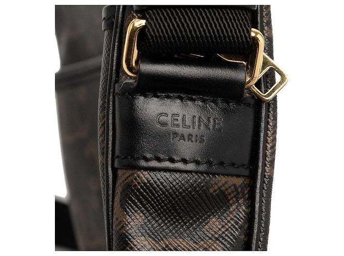Céline Bolsa de Ombro em Couro PVC Celine Triomphe Marrom - vista 5