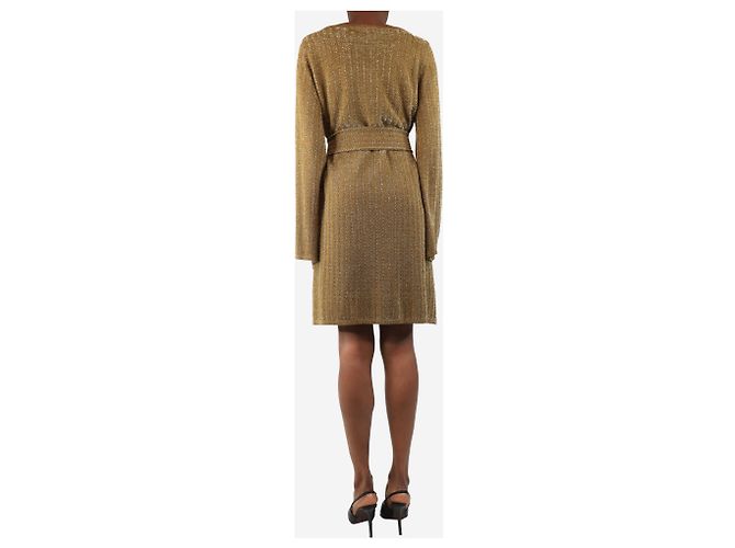 Vanessa Seward Gold Lurex Strickkleid - Größe UK 10 Golden - Ansicht 2