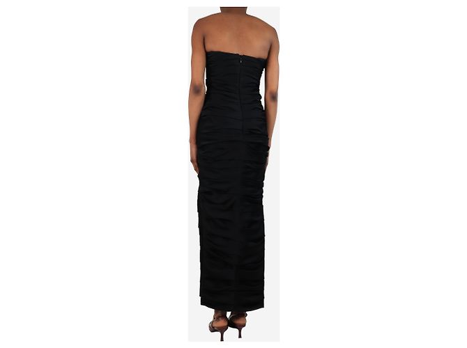 Khaite Schwarzes, trägerloses, gerafftes Midikleid - Größe UK 6 - Ansicht 2