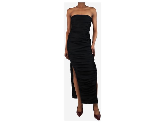 Khaite Schwarzes, trägerloses, gerafftes Midikleid - Größe UK 6 - Ansicht 3