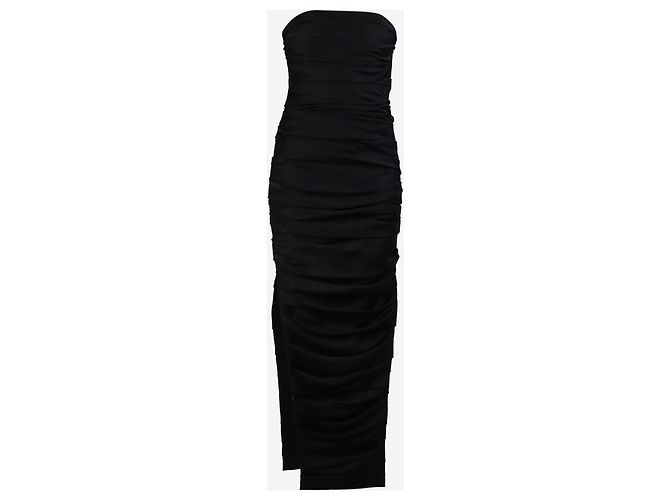 Khaite Schwarzes, trägerloses, gerafftes Midikleid - Größe UK 6 - Ansicht 4