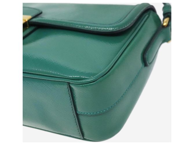 Prada Borsa a spalla in pelle Saffiano verde lucido - vista 10