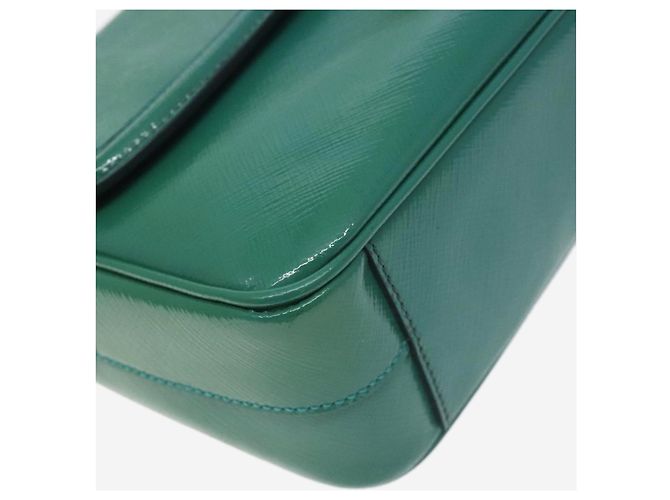 Prada Borsa a spalla in pelle Saffiano verde lucido - vista 11
