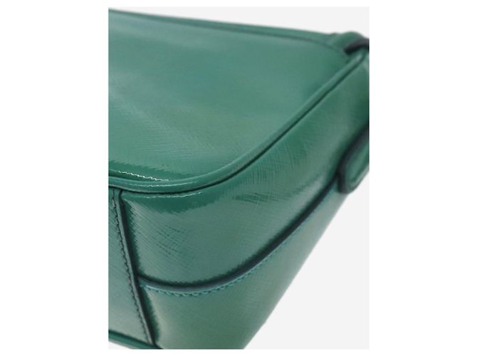 Prada Borsa a spalla in pelle Saffiano verde lucido - vista 12