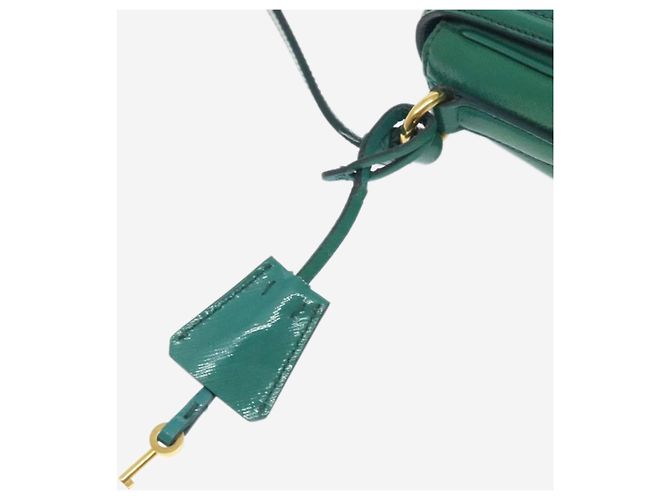 Prada Borsa a spalla in pelle Saffiano verde lucido - vista 14